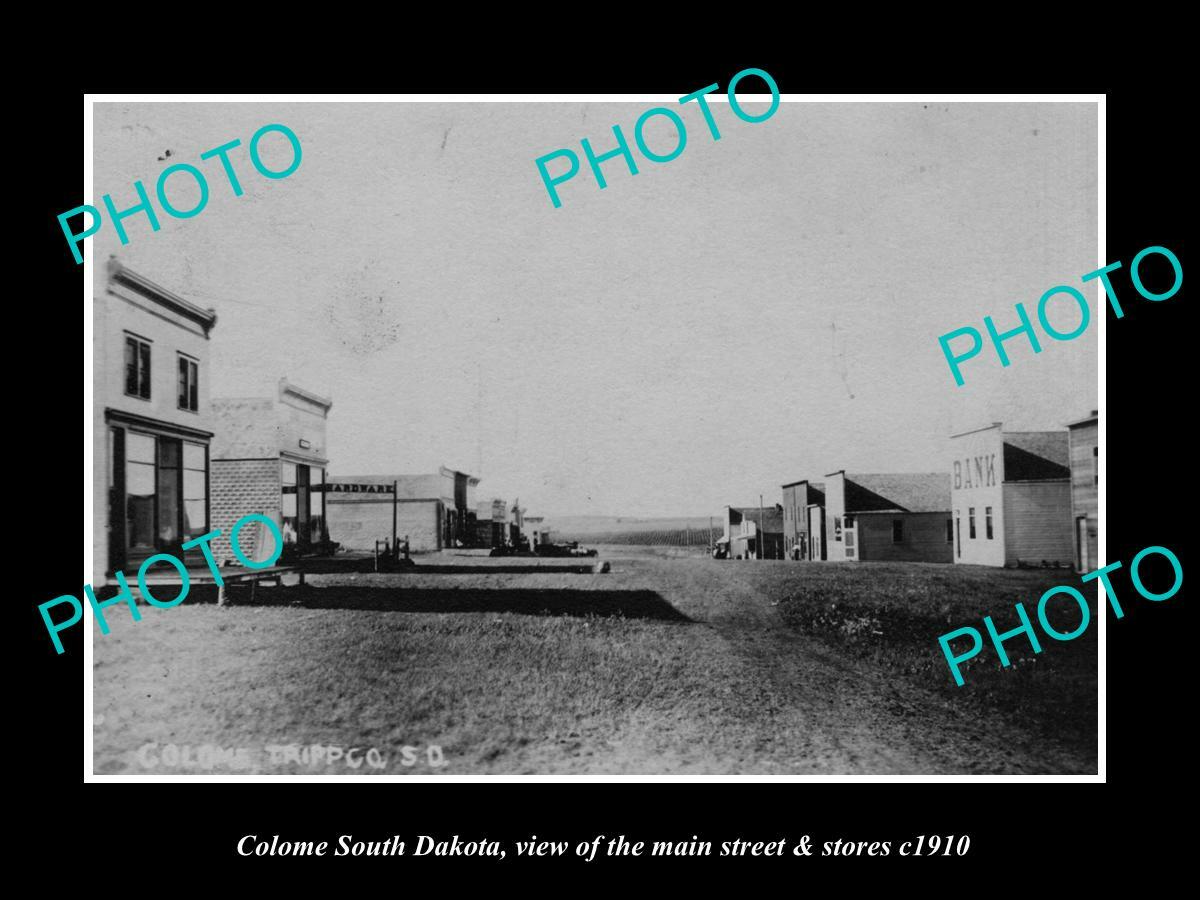OLD POSTCARD SIZE PHOTO OF COLOME SOUTH DAKOTA VIEW OF MAIN St & STORES
