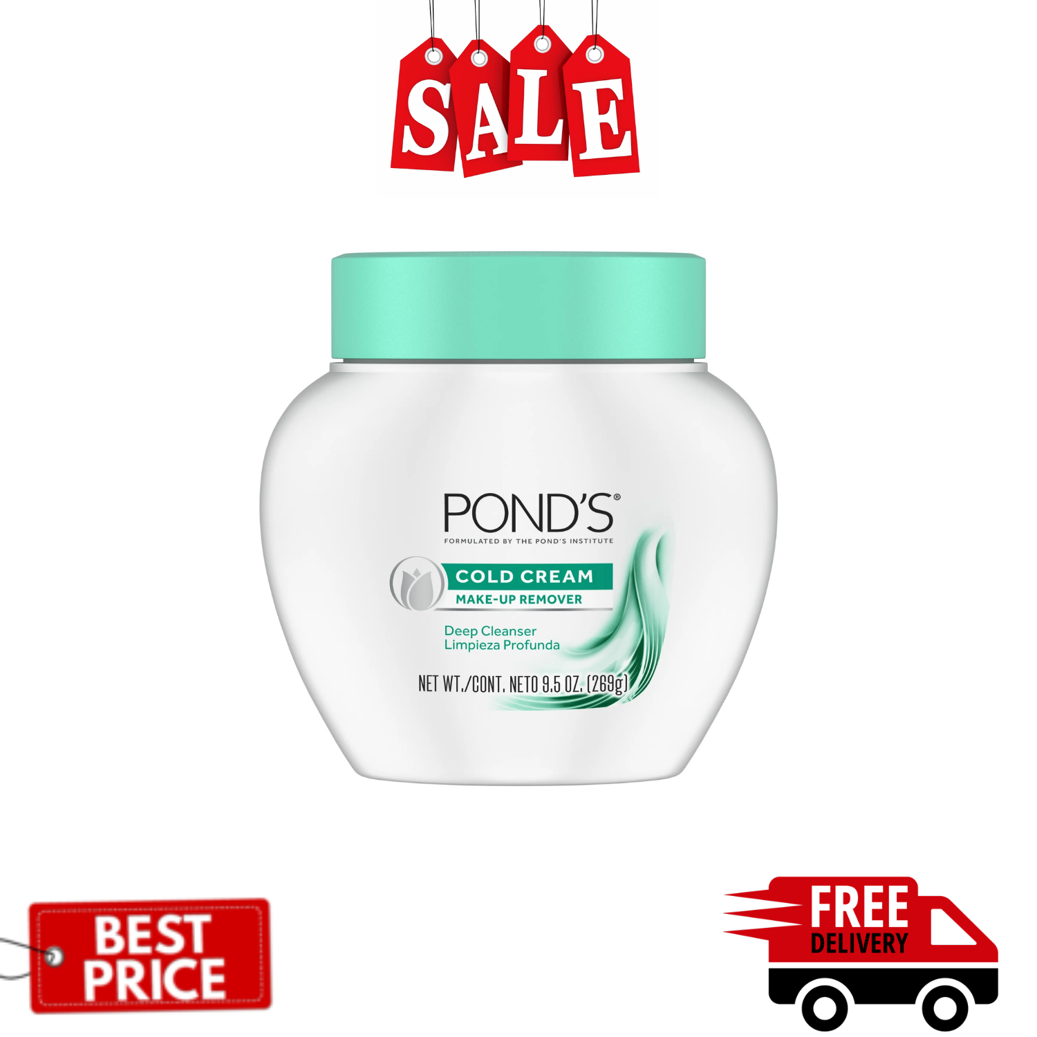 2 pk Pond's Cold Cream Cleanser & Make-Up Remover 9.5 oz