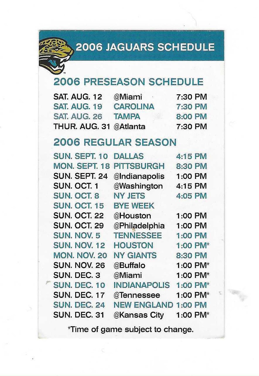 2006-jacksonville-jagaurs-schedule-sponsored-by-jaguars-com-ebay