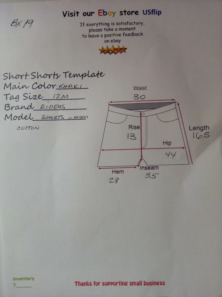 Sexy Pantalones Cortos Para Mujer Talla 12M Jinetes Mamá Caqui Carga Beige Cintura Alta 100% Algodón Foto 3 de 4