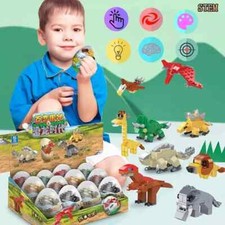 12pcs Dinosaur Eggs with Dinosaurs Building Blocks, Egg Surprise Toys