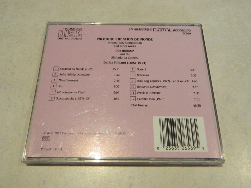 Darius Milhaud: Creation du Monde and other works (CD, Oct-2004, Arabesque) — 第 2/2 张图片