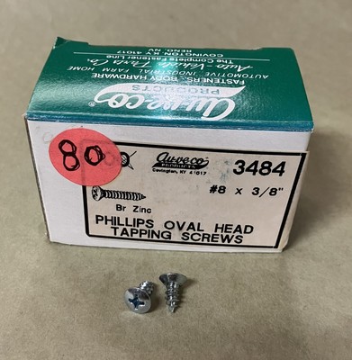 8 X 3/8 PHILLIPS OVAL HD TAP SCREW ZINC, Auveco# 3484, PK: 80