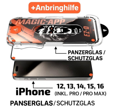 iPhone 16 15 14 13 12  Pro Max Panzerfolie Schutzglas