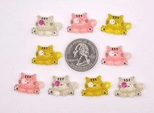 18 pcs x 7/8" Resin Shiny Cat/Kitty Flatback Embellishment Appliques/Cute SB243