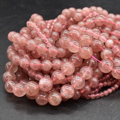 Grade A Natural Strawberry Quartz (pink) Gemstone Round Beads 6mm 8mm 10mm