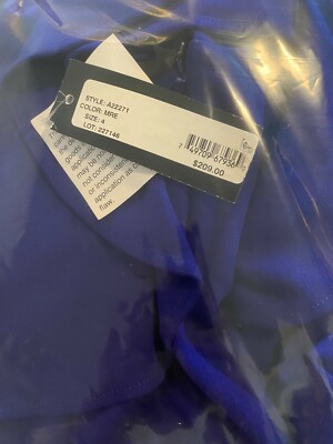Betsy & Adam Womens Crepe Ruffled Midi Dress Blue Size4 MSRP:$209