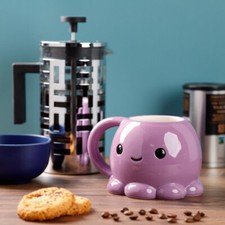 Tasse Krake Tintenfisch Jumbotasse lila 700 ml Krake Geschenk Keramik NEU ♥