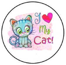 I LOVE MY CAT ENVELOPE SEALS LABELS STICKERS PARTY FAVORS