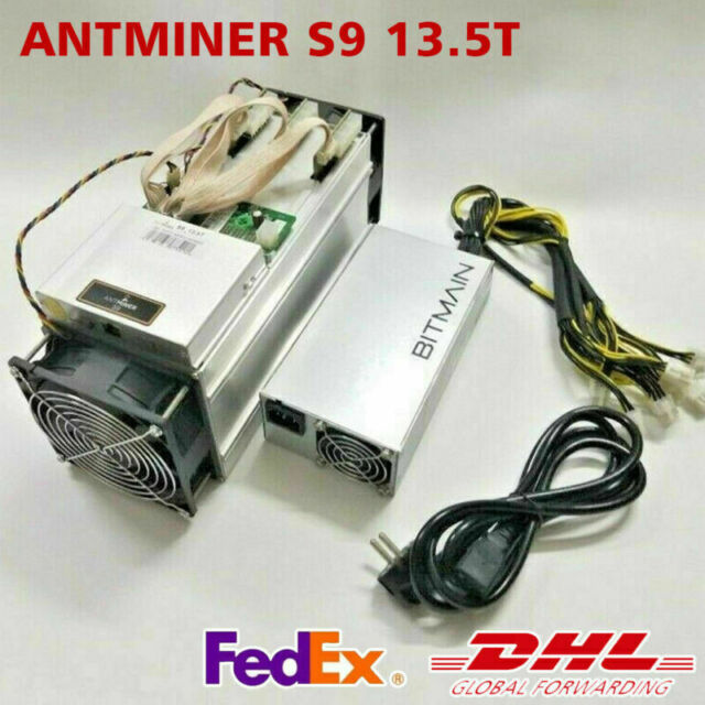 DHL Miner AntMiner S9 13.5T With BITMAIN Power Supply Bitcoin Miner BTC BCH
