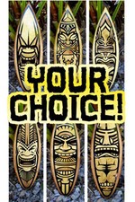 Tiki Surfboard Decoration Artwork- Wood Surfboard Tiki Tribal Wall Art Decor