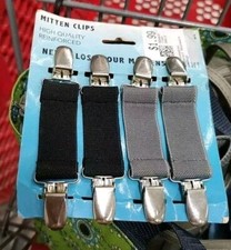 2 pairs Stainless Steel Mitten Glove Gripper Clips for Kids Toddler Black Gray