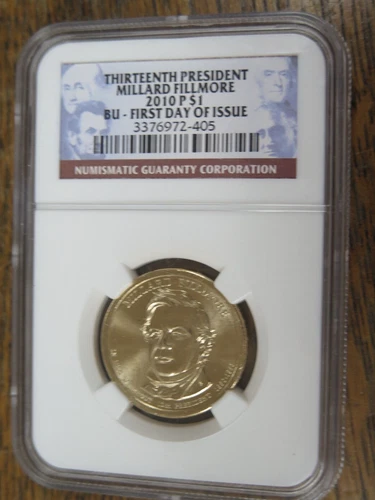 2010-P $1 MILLARD FILLMORE NGC B UNCIRCULATED FIRST DAY ISSUE 405