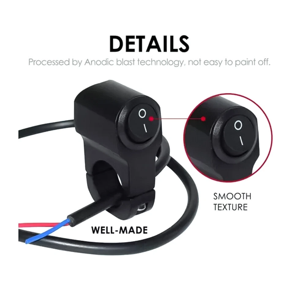 Spot Light Universal Motorcycle 7/8" Handlebar Headlight Fog ON OFF Switch - Image 4 of 4