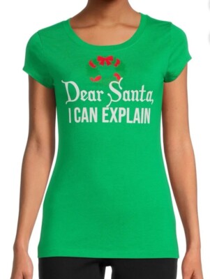 Wound Up Womens Dear Santa I can explain Christmas Holiday T-Shirt *Runs Small L