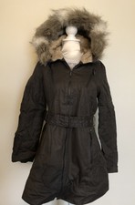 Womens Jacket Coat Winter Laundry By Shelli Segal Faux-fur-trim Parka Uk Size S