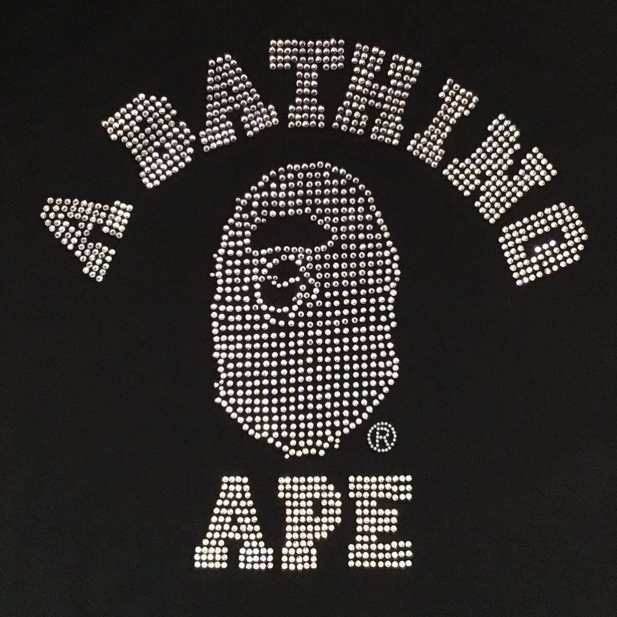 BAPE Swarovski college logo T-shirt a bathing ape NIGO Black Size