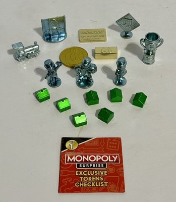 Monopoly Surprise Series 1  Lot  17 Total Pieces Houses Gold Bar Token