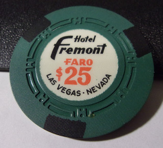 HOTEL FREMONT CASINO FARO $25 hotel casino gaming poker chip Las Vegas NV