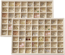 Large Velvet Jewelry Tray 2 Pack Stackable Jewelry Display Drawer Inserts Trays