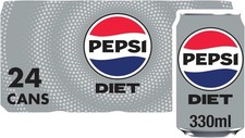 Pepsi Diet Cola Cans 24x330ml 7.92L Bulk Buy Multipack Sugar Free Fizzy Drink