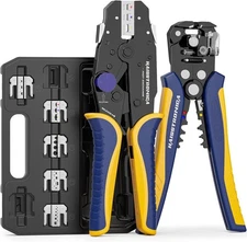 Haisstronica 8PCS Rapid Replace Ratchet Crimping Tool Set Yellow,black,blue 