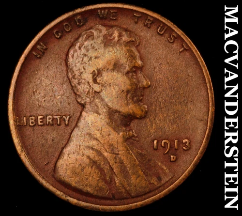 1913-D Lincoln Wheat Cent- Very Fine- Semi Key Better Date No Reserve #J5480