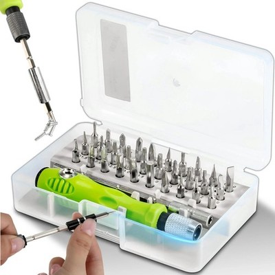 32-in-1 Precision Screwdriver Set   Magnetic Cross & Flat Bits, Multi-Functional