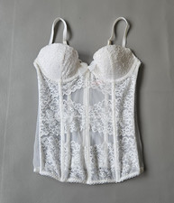Victoria's Secret Angel Fantasies Padded Push Up Boned Bustier 34B Bridal White