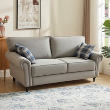 New Retro Design Fabric Sofa, 2 or 3 Seater Settee Couches, Free Throw Pillows