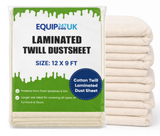 5 X POLY BACKED LAMINATED 12FT X 9FT 100% WATERPROOF COTTON DUST SHEETS