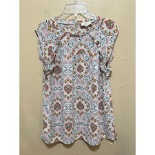 LOFT Outlet Floral Print Ruffle Sleeve Top Blouse Womens Size XS