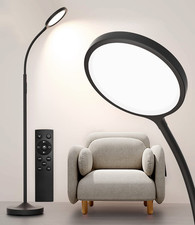 Dimmable LED Floor Lamp Adjustable Gooseneck Remote Control Standing Lamp Black