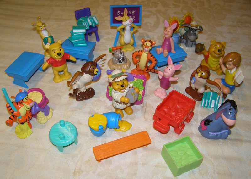 Winnie the Pooh bear figures lot Tigger Rabbit Piglet Owl desks books chairs
