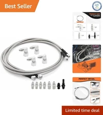 70-Inch Braided Stainless Steel Transmission Oil Cooler Hose Line Kit - 3/8" Dia