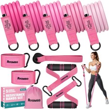 Ayombo Resistance Bands, Exercise Bands Home Gym Fitness Equipment, 1-Pink
