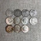 90% Silver Half Dollars Lot – Kennedy, Franklin & Walking Liberty – 11 Coins