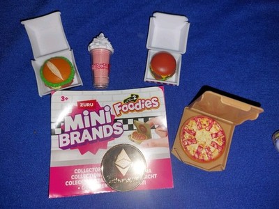 zuru Mini Brands Foodie Pizza Burger Brötchen Shake goldfarbene Münze neu