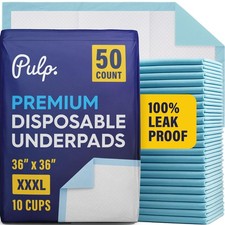 50 x PULP Incontinence Underpads 36" x 36" XXXL Bed Pads Disposable Adult .