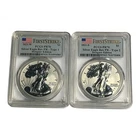 2021 Reverse Proof American Silver Eagle Designer 2pc Set PCGS PR70 FS Flag 8B