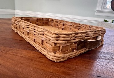 Vtg baking dish wicker basket 14''x9''x2'', Made for PYREX Brand 233, Corning NY