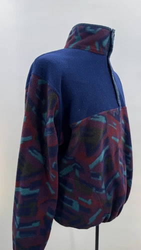 Vintage MERKLEY HEADGEAR Blue Aztec Print Fleece Sherpa Sweater Pullover Sz XL image 14