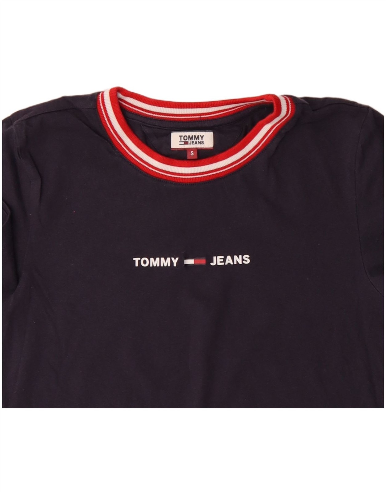 Tommy Hilfiger Womens Graphic T-Shirt Top UK 10 Small Navy Blue Cotton XA01 thumbnail 3