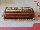 Vintage Hull Pottery Brown Drip Glaze Butter Dish USA OvenProof Kitchenware 60's