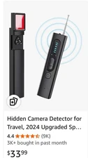 (NEW $34) Spy Camera Detector, Hidden Device Finder. Check AirBnBs, rentals, etc