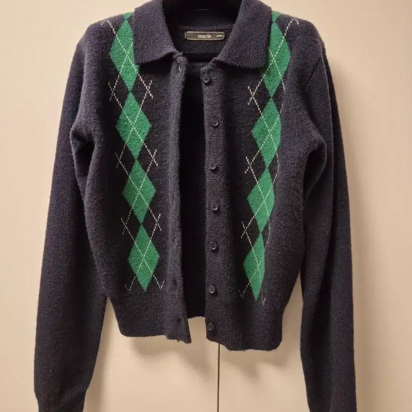 Knit Cardigan with Argyle Pattern - Versatile and… - image 3