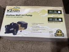 K2 WPS07503K 3/4 HP Corrosion Resistant Thermoplastic Shallow Well Jet Pump NEW