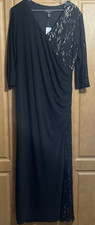 R M Richards Black Stretch Formal Evening Dress Sz 20W Mother Of Bride