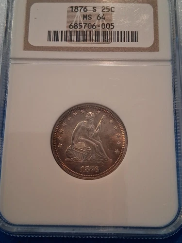 1876-S NGC MS64 Seated Liberty Quarter  (#685706-005)