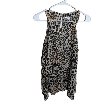 Sioni Blouse Women's Medium Round Neck Sleeveless Cheetah Casual Shirt Tank Top